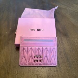 Miu Miu Pink and Gold Card Holder with Box